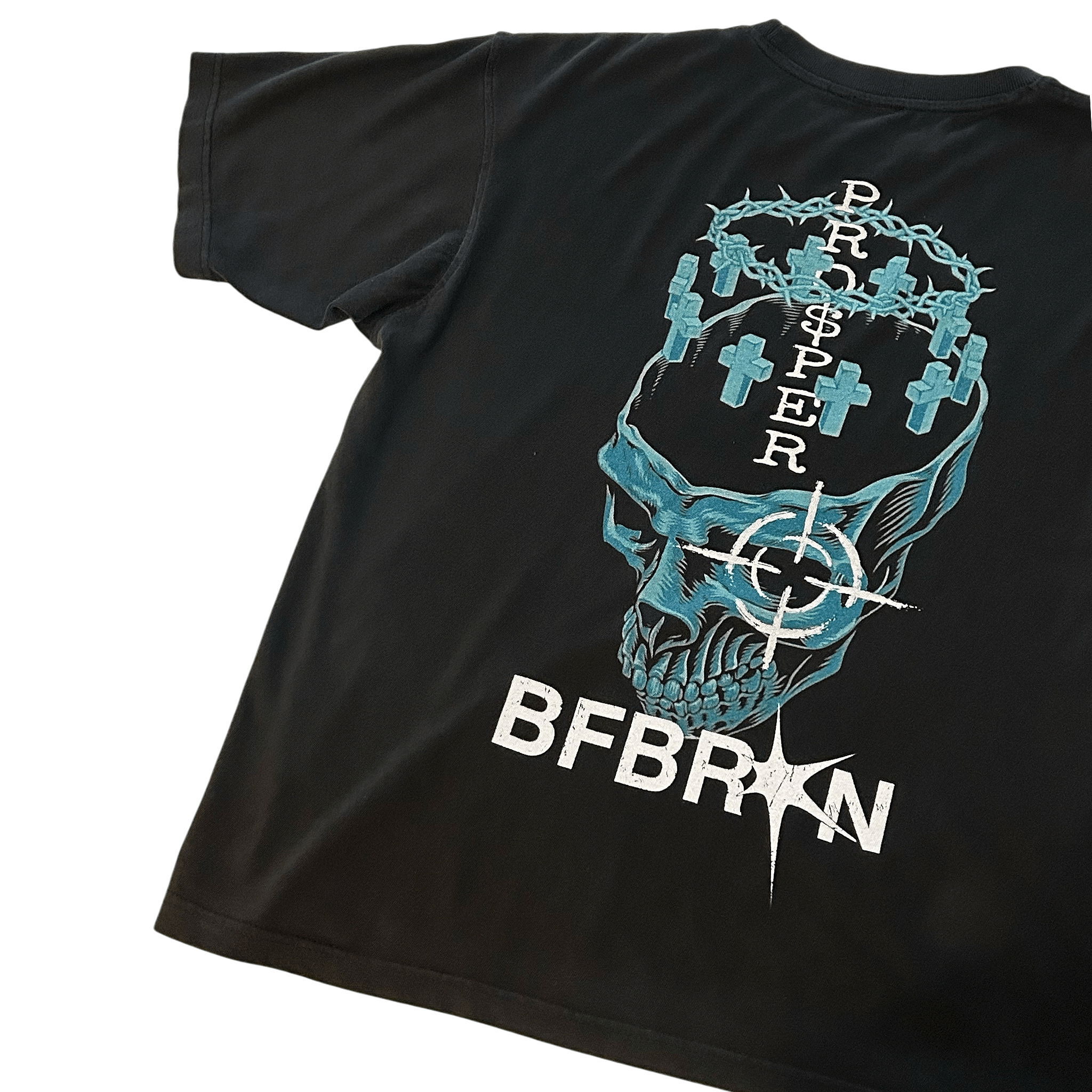 Prosper Tee (Black) featuring a skull graphic and bold lettering by BFBRKN, designed in Los Angeles.